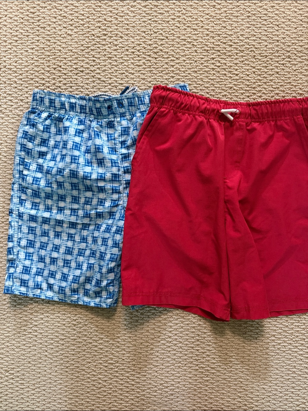 2 Pairs Boys Elastic-Waist Swim Shorts size medium with pockets